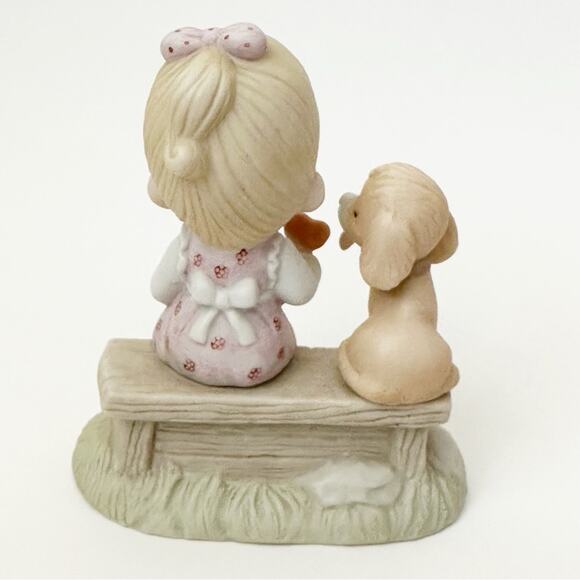 Precious Moments 1979 Loving is Sharing Figurine Trinket Little Girl Dog - Picture 5 of 5